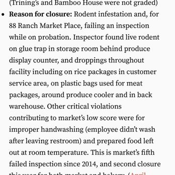 88 Ranch Marketplace - Gross! Health Dept closure! Beware! - Grocery Near Me - Temecula, California 88 Ranch Marketplace - Gross! Health Dept closure! Beware! - Grocery Near Me - Temecula, California