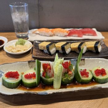 Amakara - Ebi, maguro, tamago, and the cucumber wrap. - Sushi Bars Near Me - Dublin, California