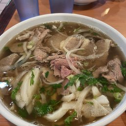 Pho Dac Biet (Special). Large bowl with fresh pho noodles Pho Dac Biet (Special). Large bowl with fresh pho noodles