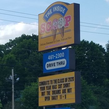Inside Scoop - a sign for a drive thru - Ice Cream & Frozen Yogurt Near Me - Paris, Maine