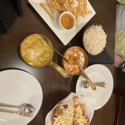 Royal Tandoor - Chicken Tika Misala, Coconut Cury, garlic naan and misala fries. YUM!