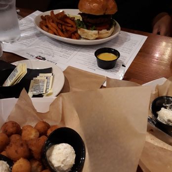The Pit - Western burger with sweet potato fries. - Barbeque Near Me - Raleigh, North Carolina The Pit - Western burger with sweet potato fries. - Barbeque Near Me - Raleigh, North Carolina