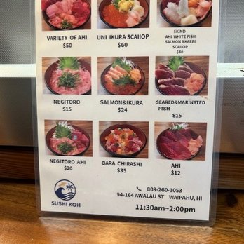 Sushi Koh - Regular Lunch Menu - Sushi Bars Near Me - Waipahu, Hawaii Sushi Koh - Regular Lunch Menu - Sushi Bars Near Me - Waipahu, Hawaii