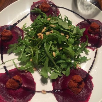 The Twisted Fork - Vegan beet ravioli with pester and salad. Very good but the flavors were a little off. - New American Near Me - Reno, Nevada The Twisted Fork - Vegan beet ravioli with pester and salad. Very good but the flavors were a little off. - New American Near Me - Reno, Nevada