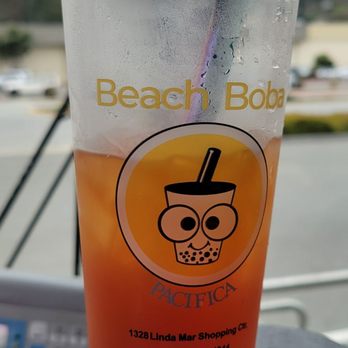 Beach Boba - Tropical beach tea with lychee and mango boba - Bubble Tea Near Me - Pacifica, California