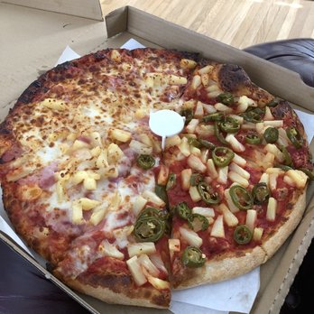 Pinches Pizzas - Hawaiian Pizza. Half vegan half regular. - Pizza Near Me - Long Beach, California Pinches Pizzas - Hawaiian Pizza. Half vegan half regular. - Pizza Near Me - Long Beach, California