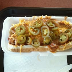 Kasper's Hot Dogs - Chili cheese dog with jalapenos