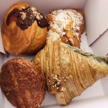 Delight Pastry - Twisted chocolate croissant, almond croissant, kouign-amann, black sesame croissant - Desserts Near Me - Pasadena, California