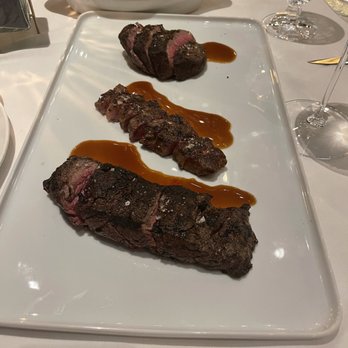 Bask Steakhouse - Steak Tasting for Two (top to bottom - 6oz filet, 3oz wagyu, 8 oz spinalis) - Steakhouses Near Me - Roswell, Georgia