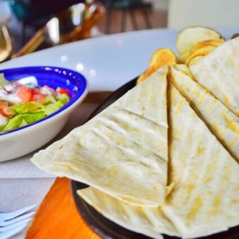 Manoa Bakery Cafe - Chicken Quesadilla with Chips and side salad - Coffee & Tea Near Me - Annandale, Virginia Manoa Bakery Cafe - Chicken Quesadilla with Chips and side salad - Coffee & Tea Near Me - Annandale, Virginia