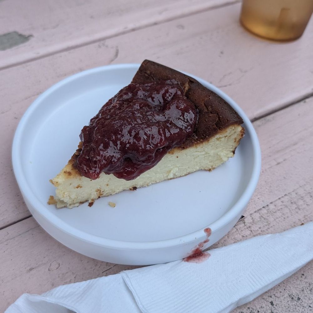 Better Half Coffee & Cocktails - Cheesecake with strawberry jam - Cafes Near Me - Austin, Texas Better Half Coffee & Cocktails - Cheesecake with strawberry jam - Cafes Near Me - Austin, Texas