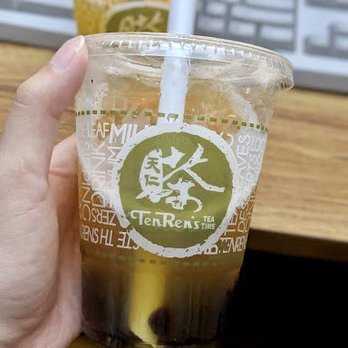 Ten Ren Tea - Peach Green Tea w/ boba - Bubble Tea Near Me - Cupertino, California Ten Ren Tea - Peach Green Tea w/ boba - Bubble Tea Near Me - Cupertino, California