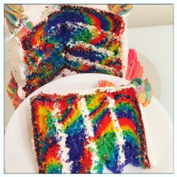 Cake Land Lab - Rainbow cake with cream cheese frosting!!!