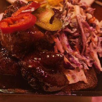 Sharps Roasthouse - Burnt ends with tamarind slaw and sourdough corn bread. Heavenly! - American Near Me - SeaTac, Washington