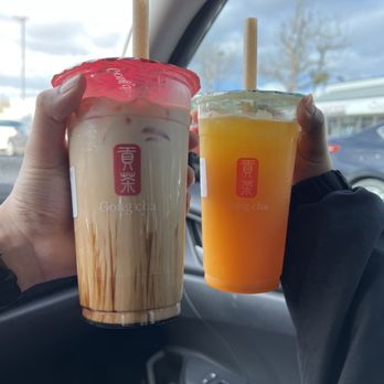 Gong Cha - Brown Sugar London Tea & Mango Passionfruit Tea - Bubble Tea Near Me - Santa Ana, California