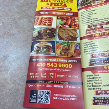 Best Wings & Pizza - a menu for a restaurant - Pizza Near Me - Salisbury, Maryland