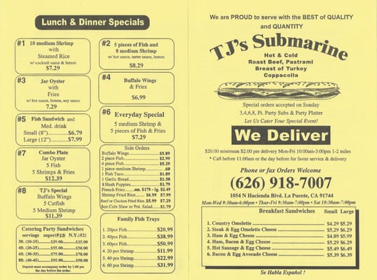 Menu photo 8 TJ's Submarine La Puente, CA Menu photo 8 TJ's Submarine La Puente, CA
