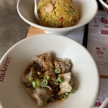 Mian - Spicy wontons and saffron shrimp fried rice - Chinese Near Me - Los Angeles, California Mian - Spicy wontons and saffron shrimp fried rice - Chinese Near Me - Los Angeles, California