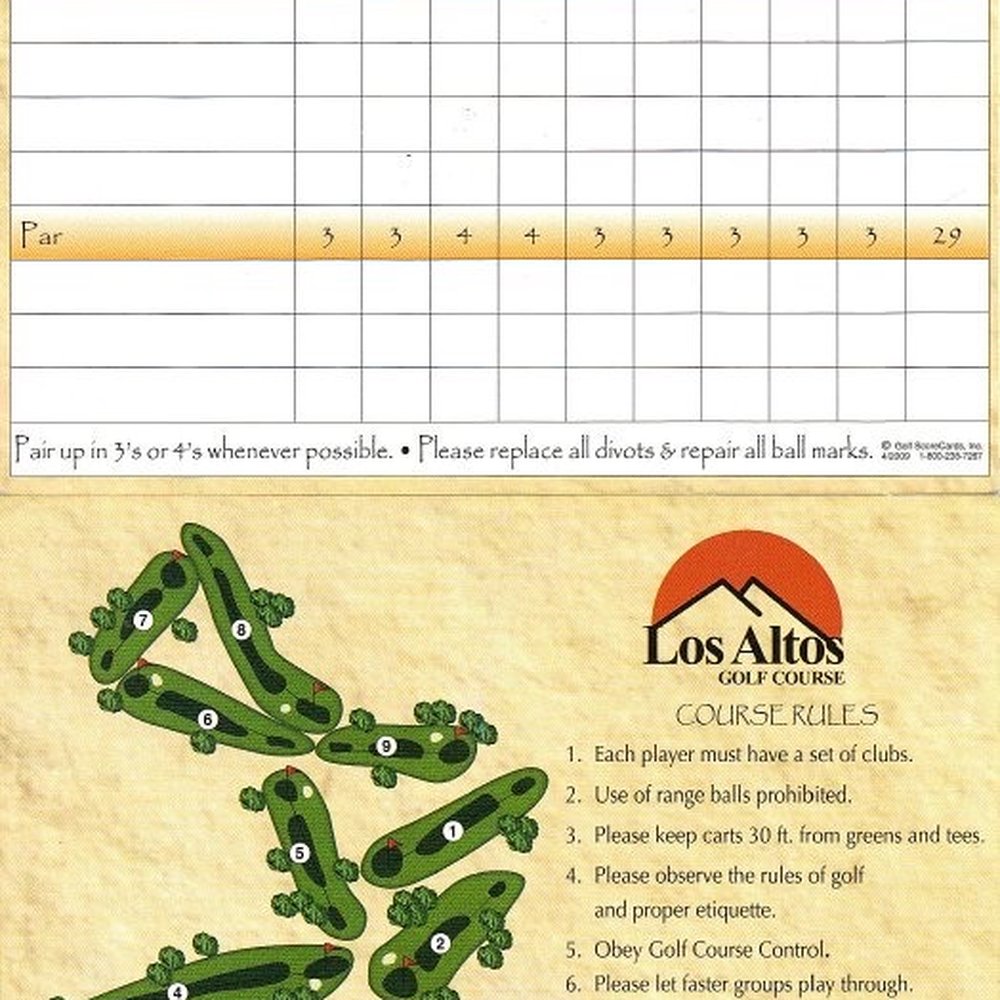 Los Altos Golf Course - Score card - Executive 9-hole course - Golf Near Me - Albuquerque, New Mexico Los Altos Golf Course - Score card - Executive 9-hole course - Golf Near Me - Albuquerque, New Mexico