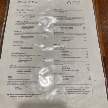 Kheak & Vero - Menu - Thai Near Me - Paris, 75 Kheak & Vero - Menu - Thai Near Me - Paris, 75