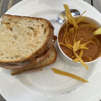 Tiny Boxwoods - Turkey and Avocado Club Sandwich w/ tortilla soup - New American Near Me - Houston, Texas
