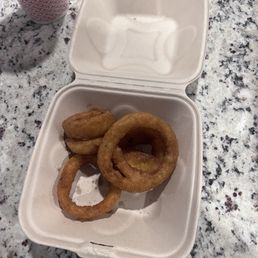 The cold onion rings were the only thing worth eating. We had a total of six onion rings in our order.