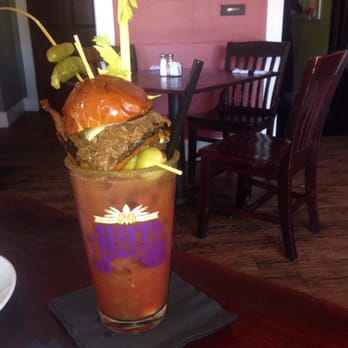The Attic - The Meaty Man Bloody Mary...yes that's a slider as a garnish and YES you need it! - Breakfast & Brunch Near Me - Long Beach, California