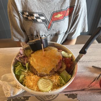 TC Hooligans - Greece - Vegetarian burger salad - American Near Me - Rochester, New York TC Hooligans - Greece - Vegetarian burger salad - American Near Me - Rochester, New York