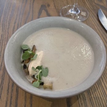 Trestle - Eggplant soup, pretty bland - New American Near Me - San Francisco, California
