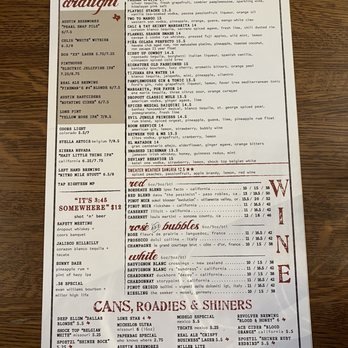 Culinary Dropout - Cocktail menu - New American Near Me - Austin, Texas