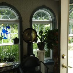 Renaissance Hair Studio - Dryer Station and a glimpse of the gorgeous exterior landscaping.