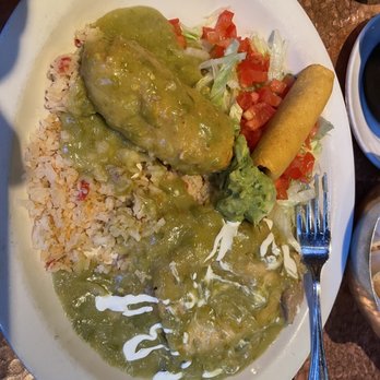 Savina's - Anniversary plate with stuffed sopapilla, Chile relleno and chicken flauta. OMG!!!! - Mexican Near Me - Denver, Colorado Savina's - Anniversary plate with stuffed sopapilla, Chile relleno and chicken flauta. OMG!!!! - Mexican Near Me - Denver, Colorado