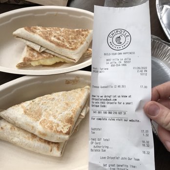 Chipotle Mexican Grill - Adult quesadilla no sides - Mexican Near Me - La Jolla, California