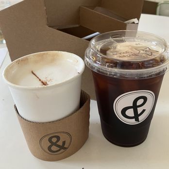Coffee & - Hot Americano with cream top, and New Orleans Cold Brew - Coffee & Tea Near Me - Buena Park, California Coffee & - Hot Americano with cream top, and New Orleans Cold Brew - Coffee & Tea Near Me - Buena Park, California