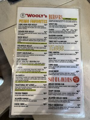 Menu photo 1 Wooly's Pismo Beach, CA Menu photo 1 Wooly's Pismo Beach, CA