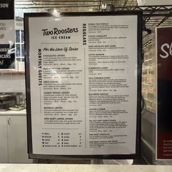 Two Roosters Ice Cream - Menu - Ice Cream & Frozen Yogurt Near Me - Raleigh, North Carolina