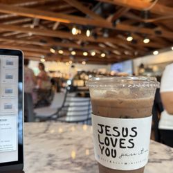 The Mexican Mocha Iced Latte. 20 ounces. Same price as the 16 ounce hot latte because they don't charge for ice! How awesome!