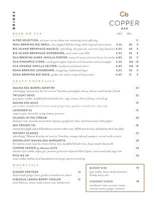 Menu photo 6 Copper Bar Kohala Coast, HI Menu photo 6 Copper Bar Kohala Coast, HI