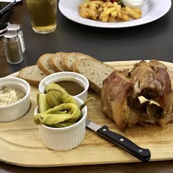 Archibald Restaurant Kampa - Pork Knuckle. Feeds 2-3, ask for the "duck sauce" if you don't like horseradish. Bread is Rye. Overall good but Duck was better.