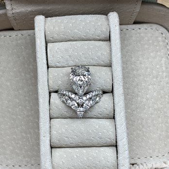 Settingstone Company - Pear shape diamond with marquise and round complimentary stones. Hand made in platinum. - Jewelry Near Me - New York, New York Settingstone Company - Pear shape diamond with marquise and round complimentary stones. Hand made in platinum. - Jewelry Near Me - New York, New York