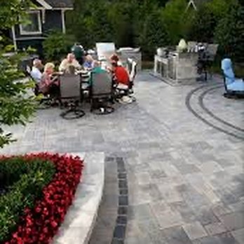 Driveway Specialists - Unilock trio, paver patio with cobble border - Masonry/Concrete Near Me - Natick, Massachusetts