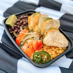 Arnaud’s Bon Sante - The take & go burrito bowl with chicken!