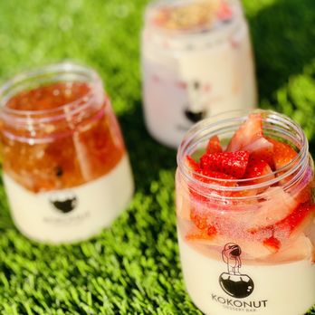KOKONUT - Matcha Cafe Maiko - three jars of yogurt - Desserts Near Me - San Diego, California KOKONUT - Matcha Cafe Maiko - three jars of yogurt - Desserts Near Me - San Diego, California
