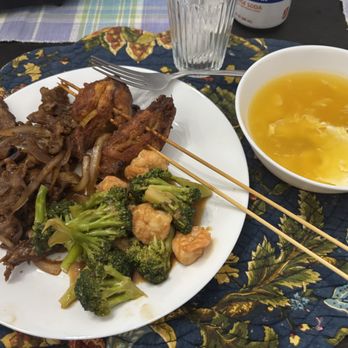 See You Again - Mongolian Beef, Stir Fried Shrimp and Broccoli, Chicken Wing Skewer, Egg Drop Soup - Barbeque Near Me - Plano, Texas