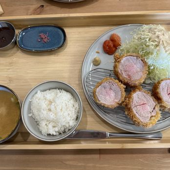 Lucky Pig - Hire Katsu - meal comes with Rice, Miso Soup, Cabbage Salad. Highly recommend! - Korean Near Me - Whittier, California Lucky Pig - Hire Katsu - meal comes with Rice, Miso Soup, Cabbage Salad. Highly recommend! - Korean Near Me - Whittier, California
