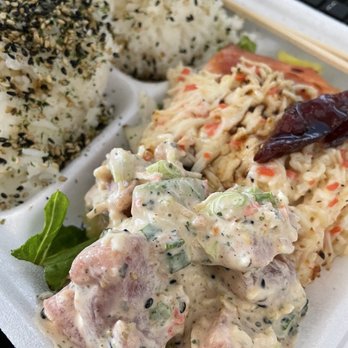 Aloha Poke - Salmon with a scoop of poke! - Hawaiian Near Me - Waianae, Hawaii