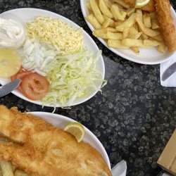 Merchants Fish Bar - Lunch. Side salad is meh...