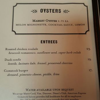 Comstock Saloon - Entrees - Lounges Near Me - San Francisco, California Comstock Saloon - Entrees - Lounges Near Me - San Francisco, California