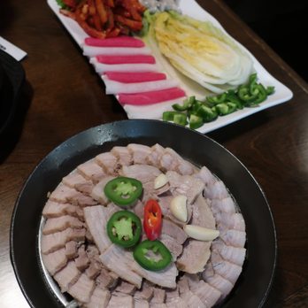 Haewadall - Gul bossam (boiled pork belly with raw oysters), $32.99. - Korean Near Me - Niles, Illinois