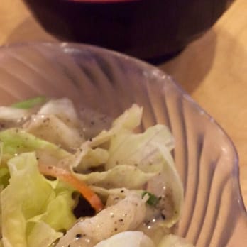 Sushi House - Salad with a wonderful dressing; miso soup - Sushi Bars Near Me - Farmington, Michigan Sushi House - Salad with a wonderful dressing; miso soup - Sushi Bars Near Me - Farmington, Michigan